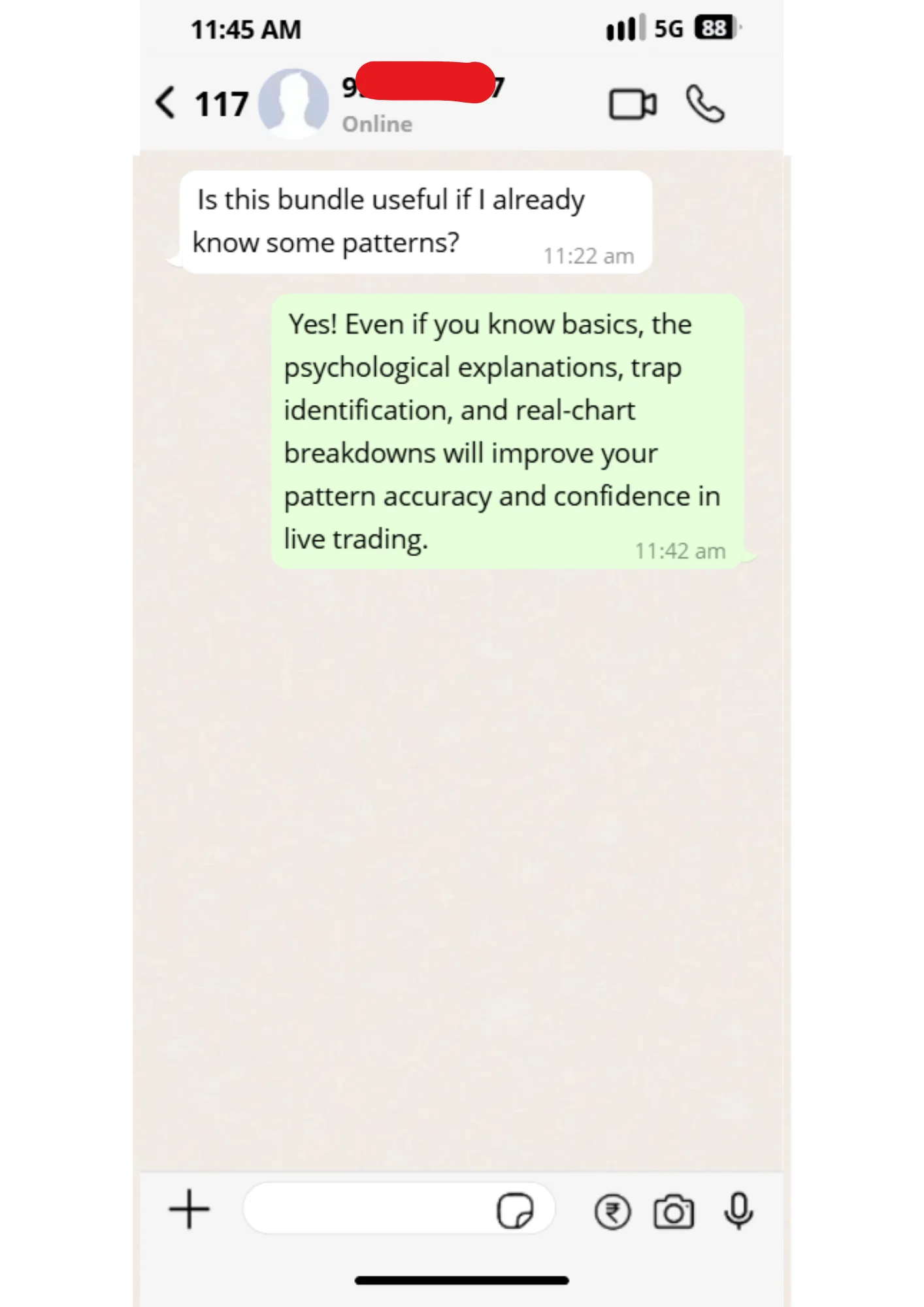 Inside page showing a trading psychology checklist